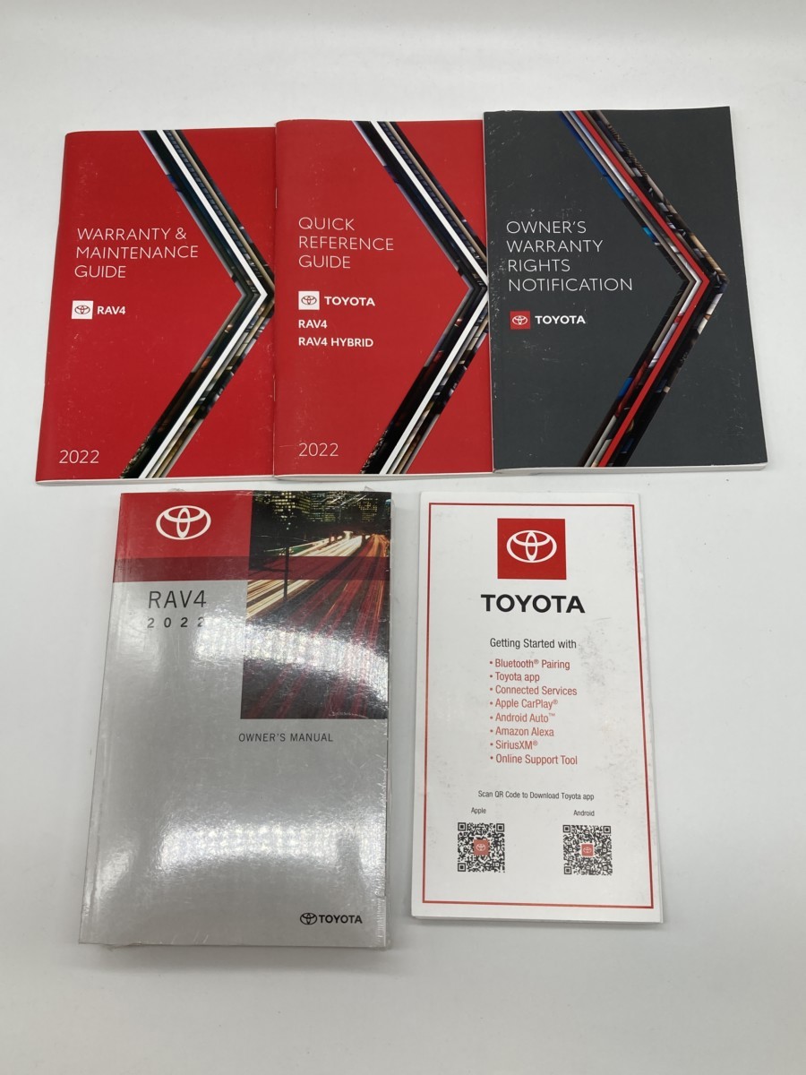 Toyota RAV4 2022 Owner's Manual; Owner's Warranty Rights Notification; Quick Reference Guide; Warranty & Maintenance Guide; Getting Started Guide