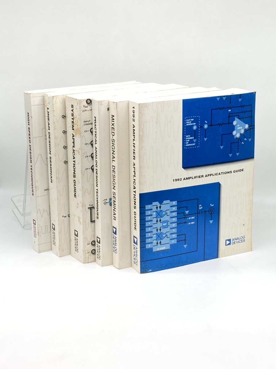 Lot of 6 Analog Devices Vintage Computer Books: High Speed Design Techniques; Linear Design Seminar; System Applications Guide; Practical Analog Design Techniques; Mixed-Signal Design Seminar; 1992 Amplifier Applications Guide