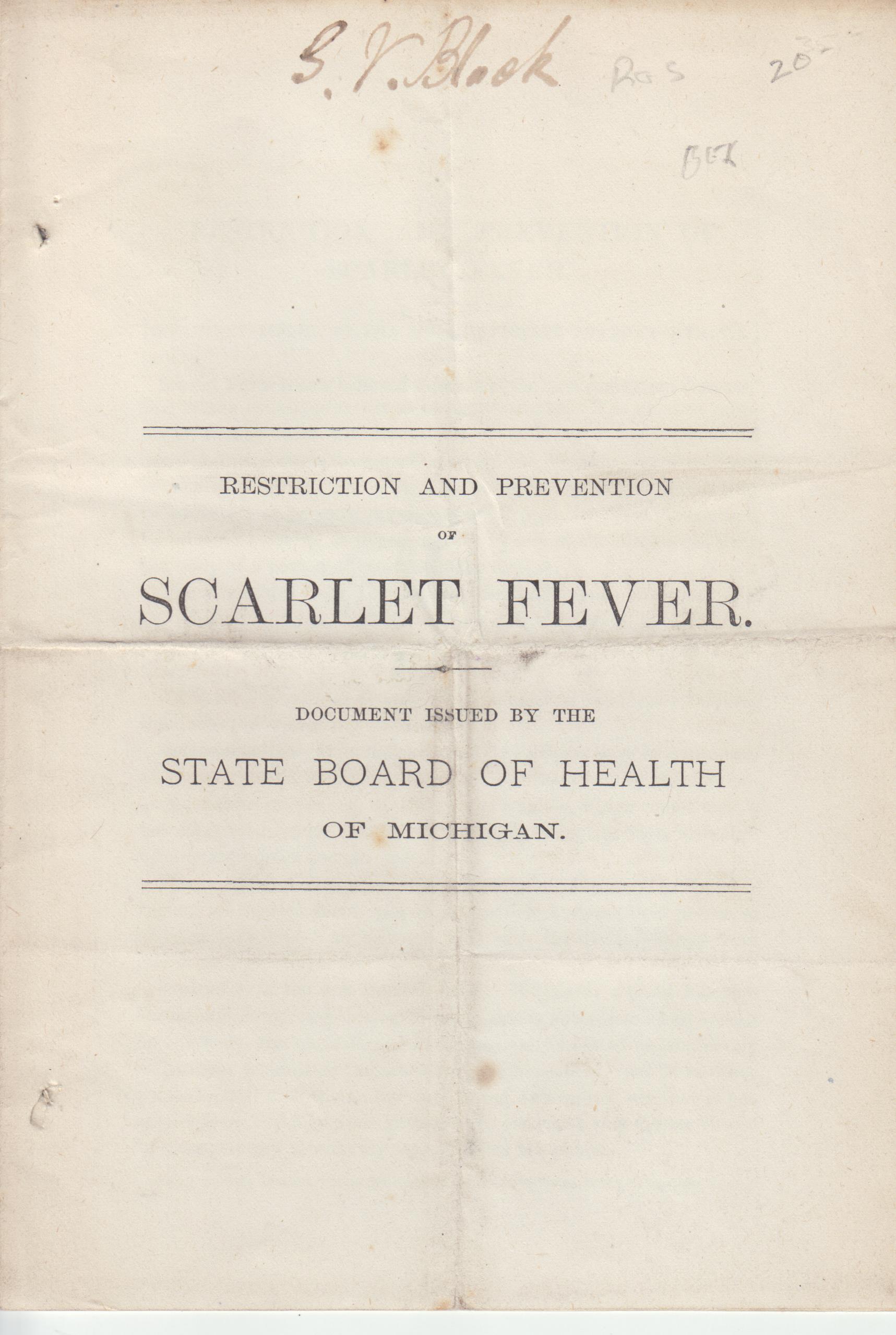 Image for Restrictions and Prevention of Scarlet Fever