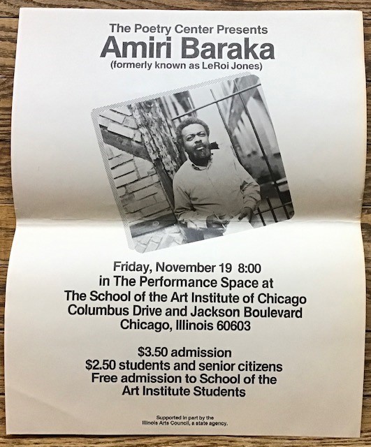 Image for The Poetry Center Presents Amiri Baraka (formerly known as LeRoi Jones [photo]  Friday, November 19 8:00 in the Performance Space at The School of the Art Institute of Chicago, Columbus Drive and Jackson Boulevard, Chicago, Illinois 60603...