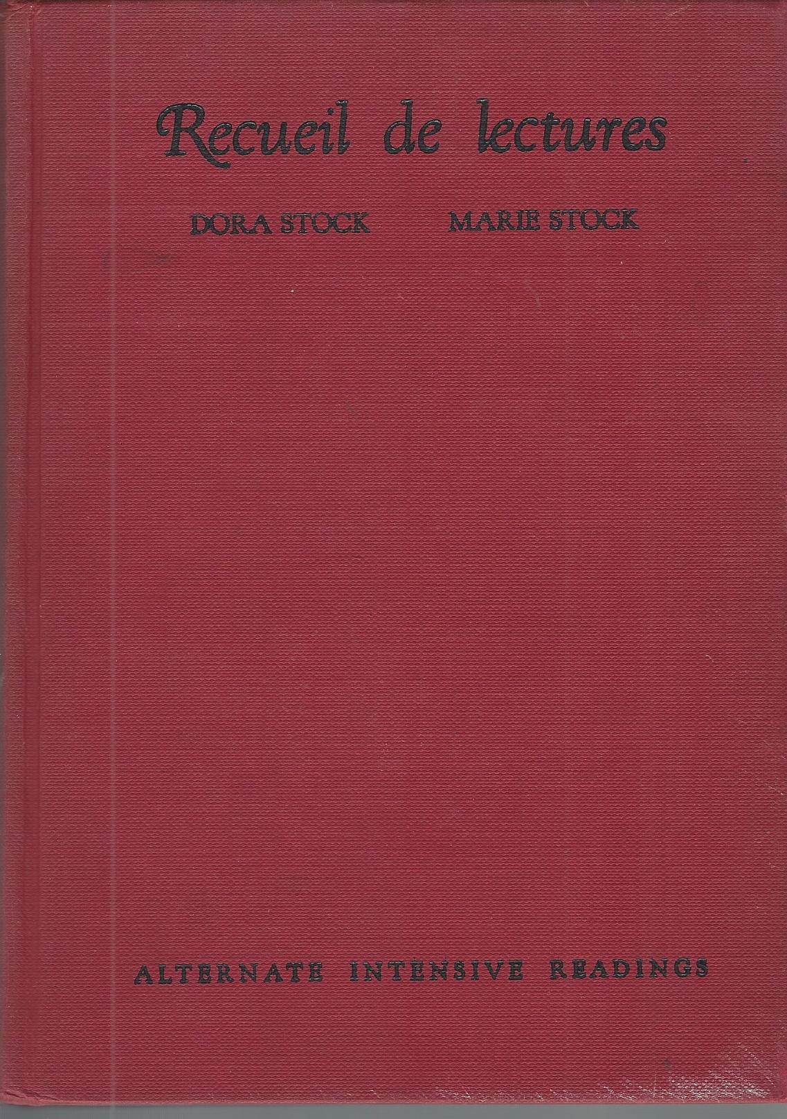 STOCK DORA, STOCK MARIE - Recueil de Lectures