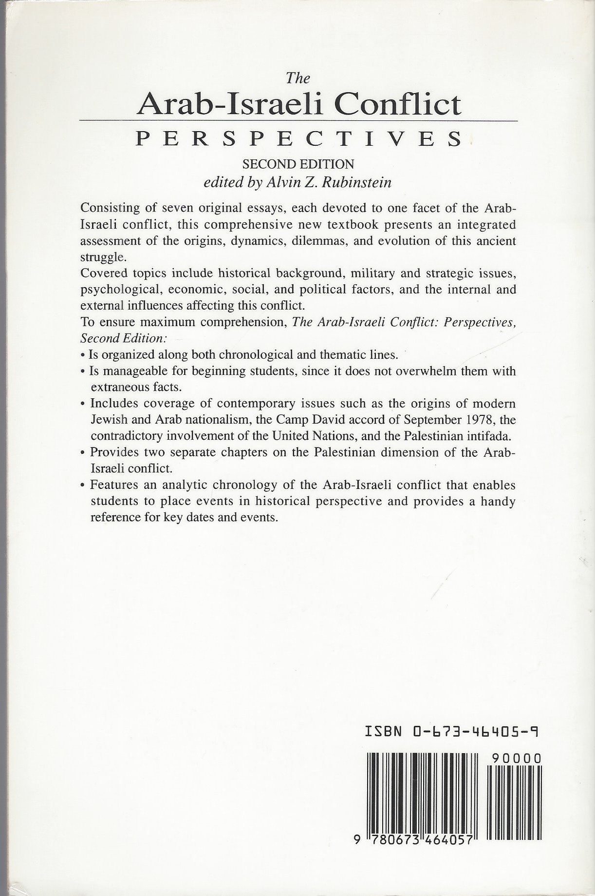 RUBINSTEIN ALVIN Z. (EDITOR) - Arab-Israeli Conflict Perspectives