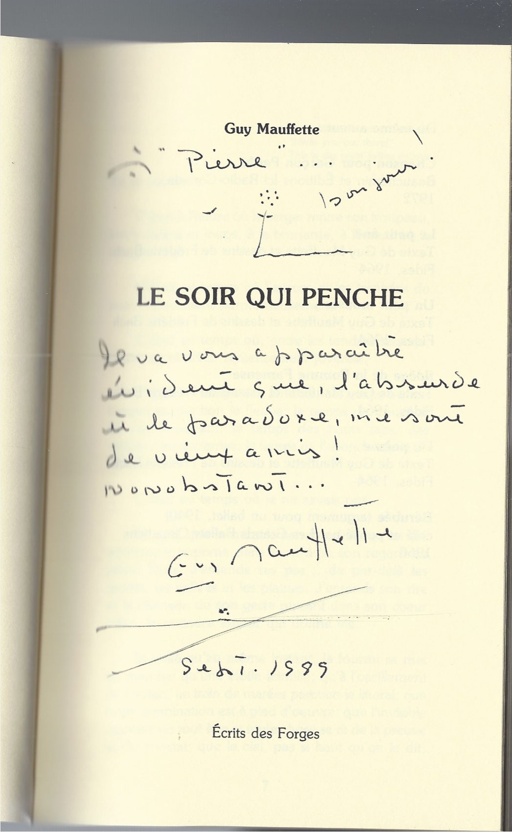 MAUFFETTE, GUY - Le Soir Qui Penche ** Signed **