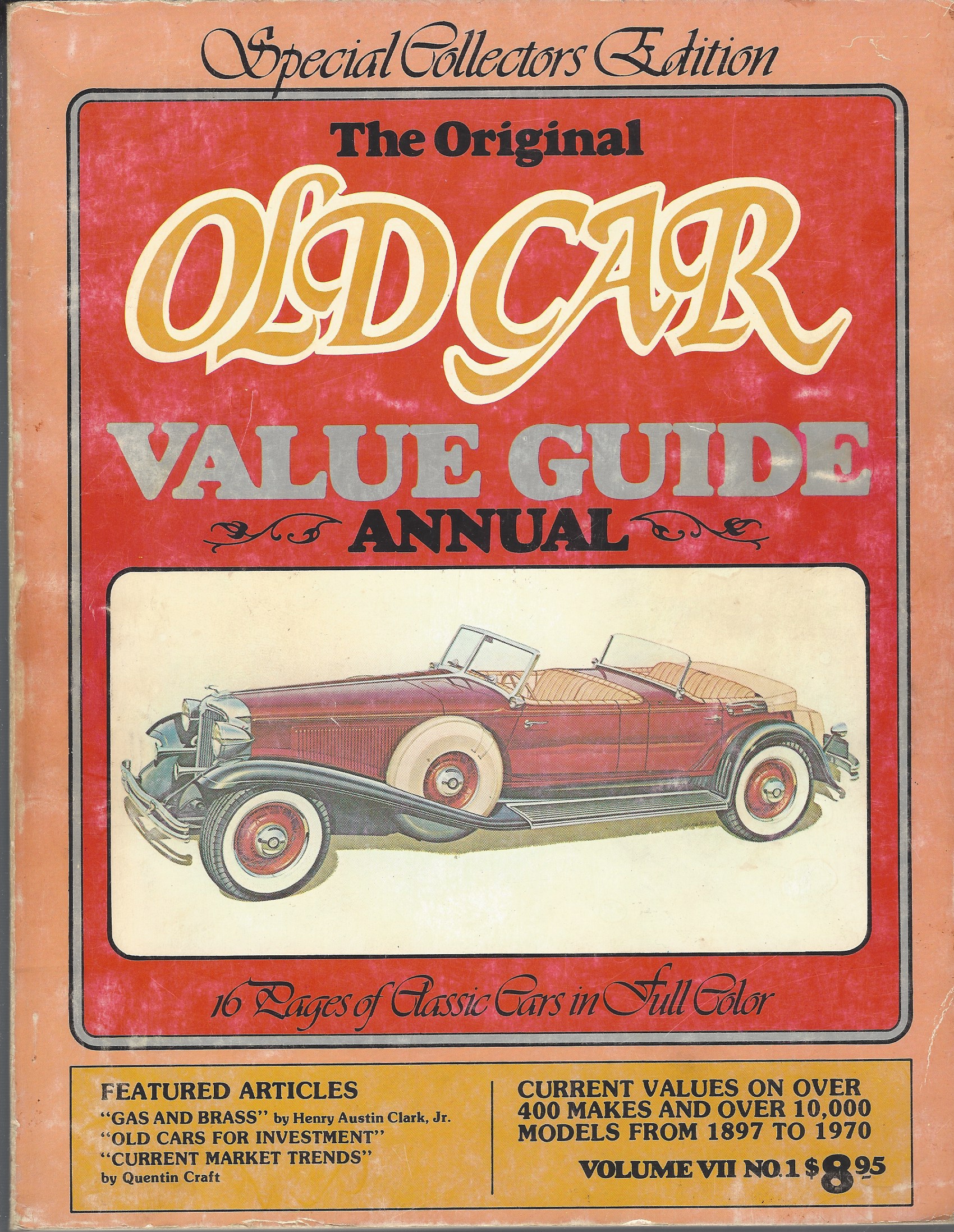 CRAFT QUENTIN - Original Old Car Value Guide Annual, the Special Collectors Edition