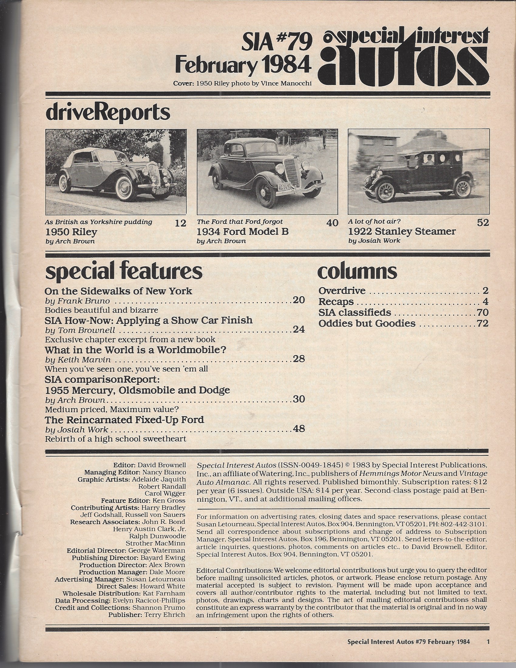 BROWNELL DAVID, EDITOR - Special Interest Autos S I a # 79 February 1984