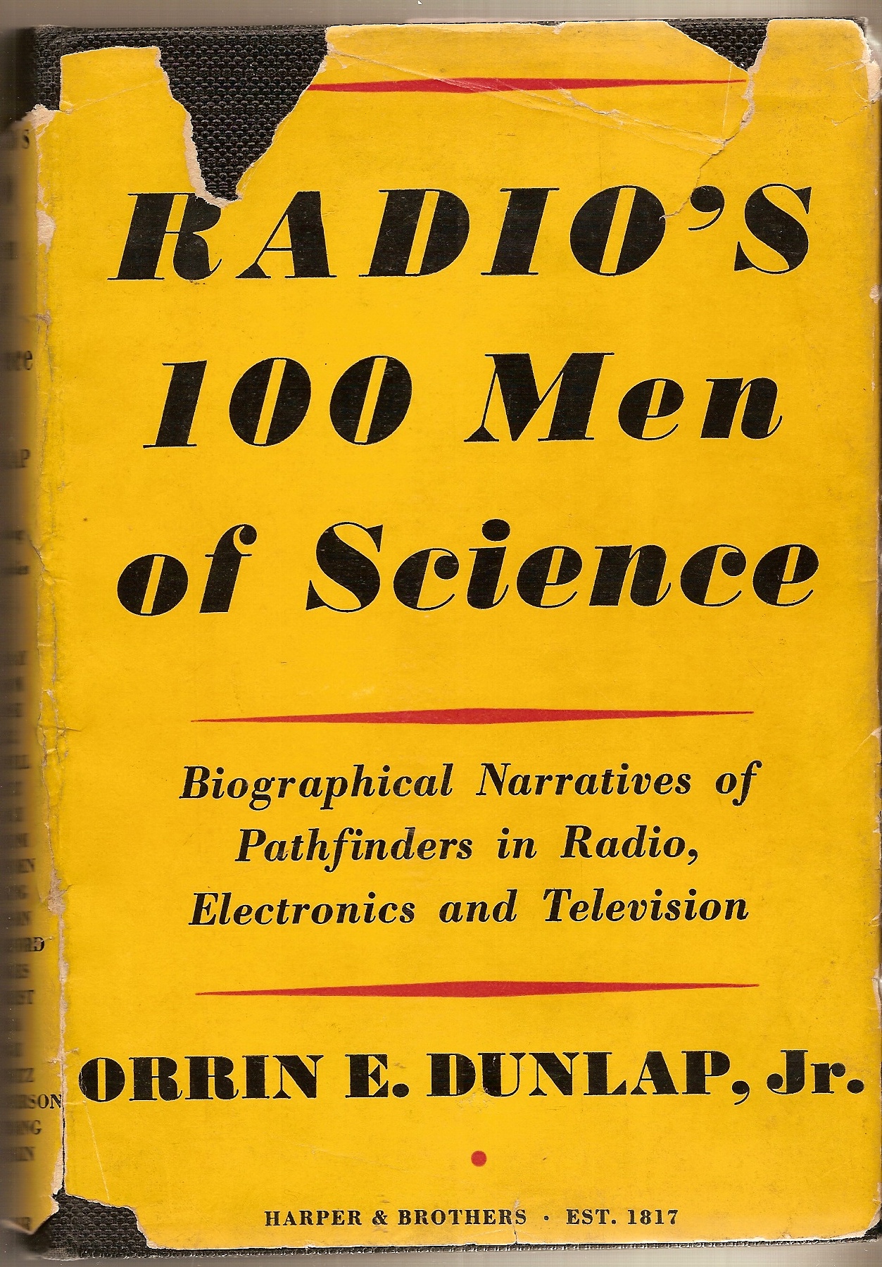 DUNLAP, ORRIN ELMER, ** SIGNED** - Radio's One Hundred Men of Science