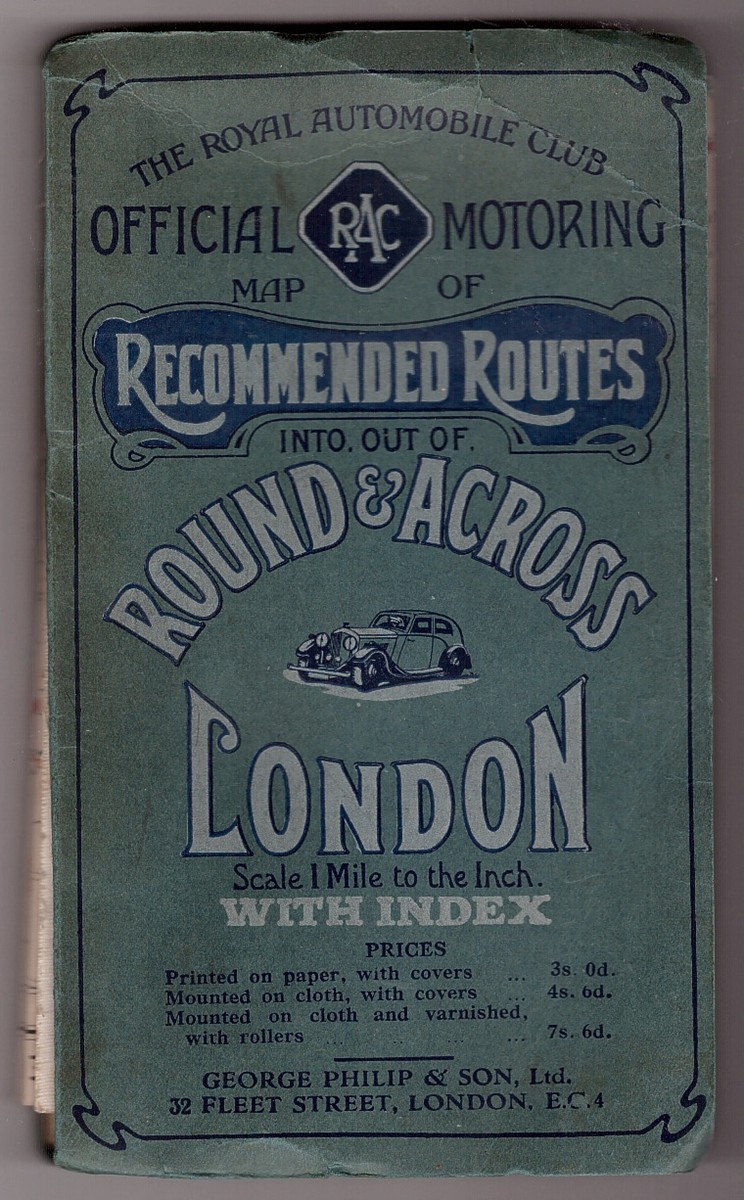 GEORGE PHILIP & SON - Rac Official Map of Recommended Routes Round and Across London Cloth Edition