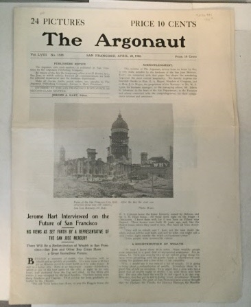 HART, JEROME - The Argonaut April 28, 1906