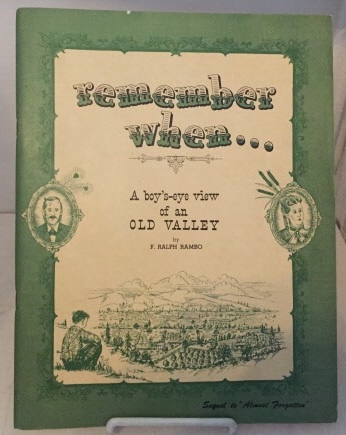 RAMBO, F. RALPH - Remember When a Boy's-Eye View of an Old Valley