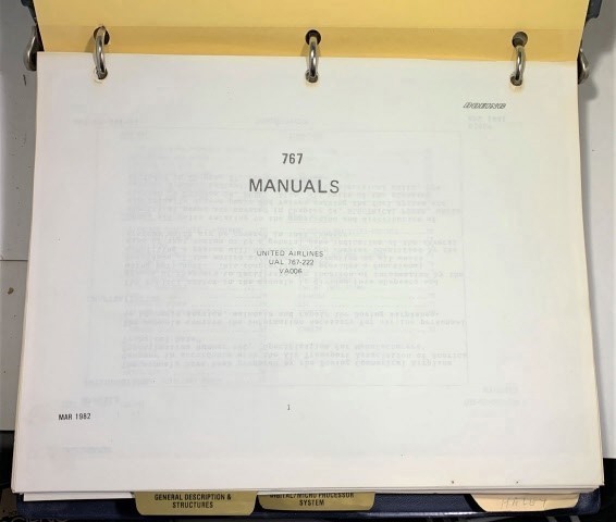 Image for 767 Manuals - United Airlines (ual 767-222) Va006  (Prepared for 676 Airplane Systems Training - This Particular Manual is for Microprocessors )