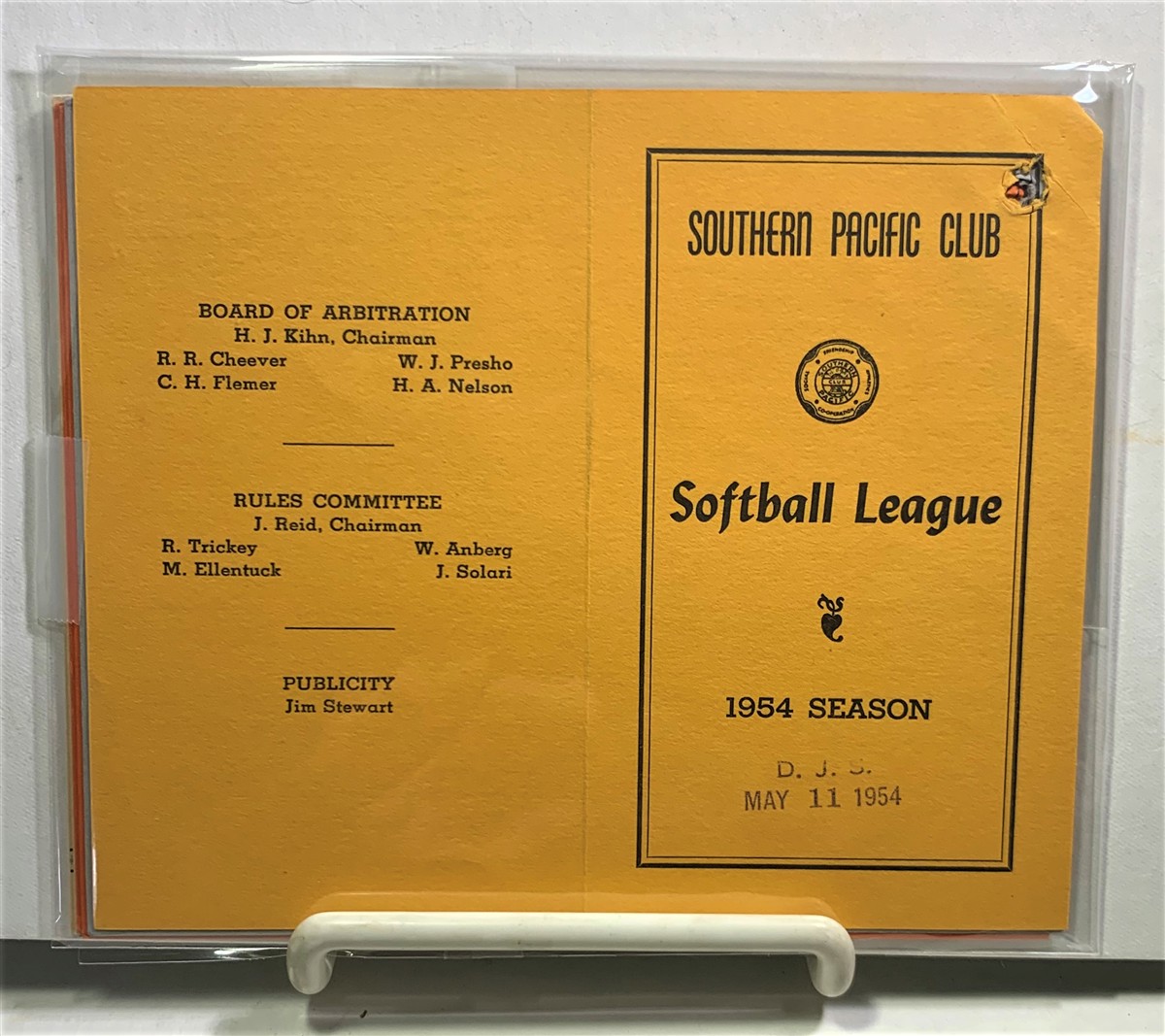 [EPHEMERA] [SOUTHERN PACIFIC CLUB] [SOFTBALL LEAGUE] - Group of 7 Schedule Cards for the Southern Pacific (Railroad) Club Softball League Which Notate Dates for Club Softball Games Dates Include: 1947, 1949, 1950 (Two Copies) , 1951 and 1954.
