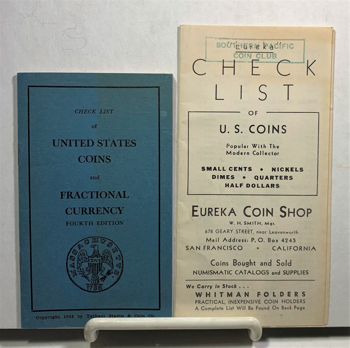 [EPHEMERA] [EUREKA COIN SHOP] [COIN COLLECTING] - Three Pieces of Ephemera : Two Check Lists from the Eureka Coin Shop and a Check List from the Tatham Stamp & Coin Company