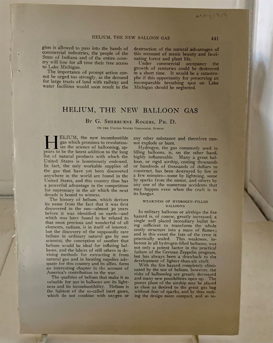 ROGERS, G. SHERBURNE (PH. D. ) - Helium, the New Balloon Gas
