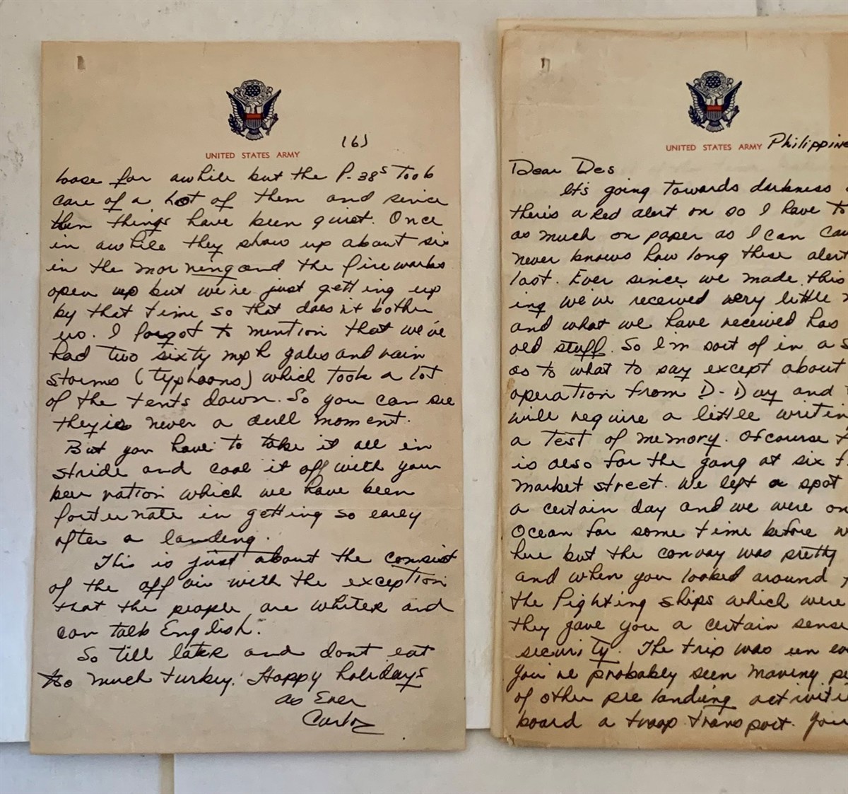 (EPHEMERA) [WORLD WAR 2] [PACIFIC THEATRE] - World War II Army Letter Describing the Battle of the Philippine Sea