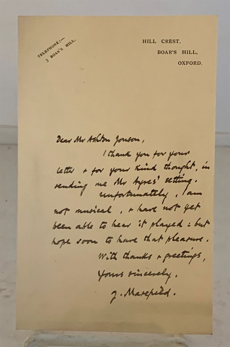 Image for A Handwritten (Autograph) and Signed Letter by English Poet Laureate John Masefield.