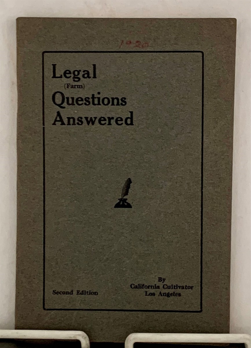Image for Legal Questions Answered  (To July 1, 1919)