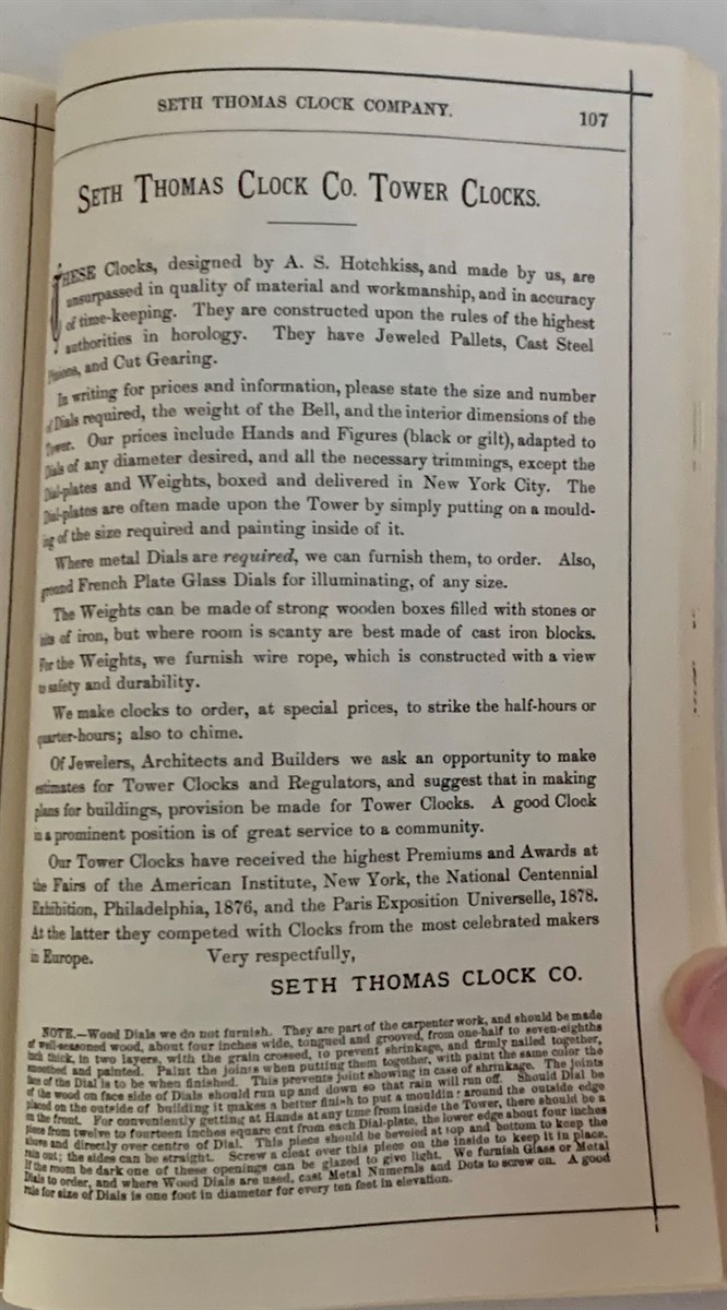 LEE ANTIQUE CLOCKS / EASTWOOD LITHO, INC. - Seth Thomas Clocks. 1884-5: Illustrated Catalogue of Seth Thomas Clocks Manufactured By Seth Thomas Clock Co.