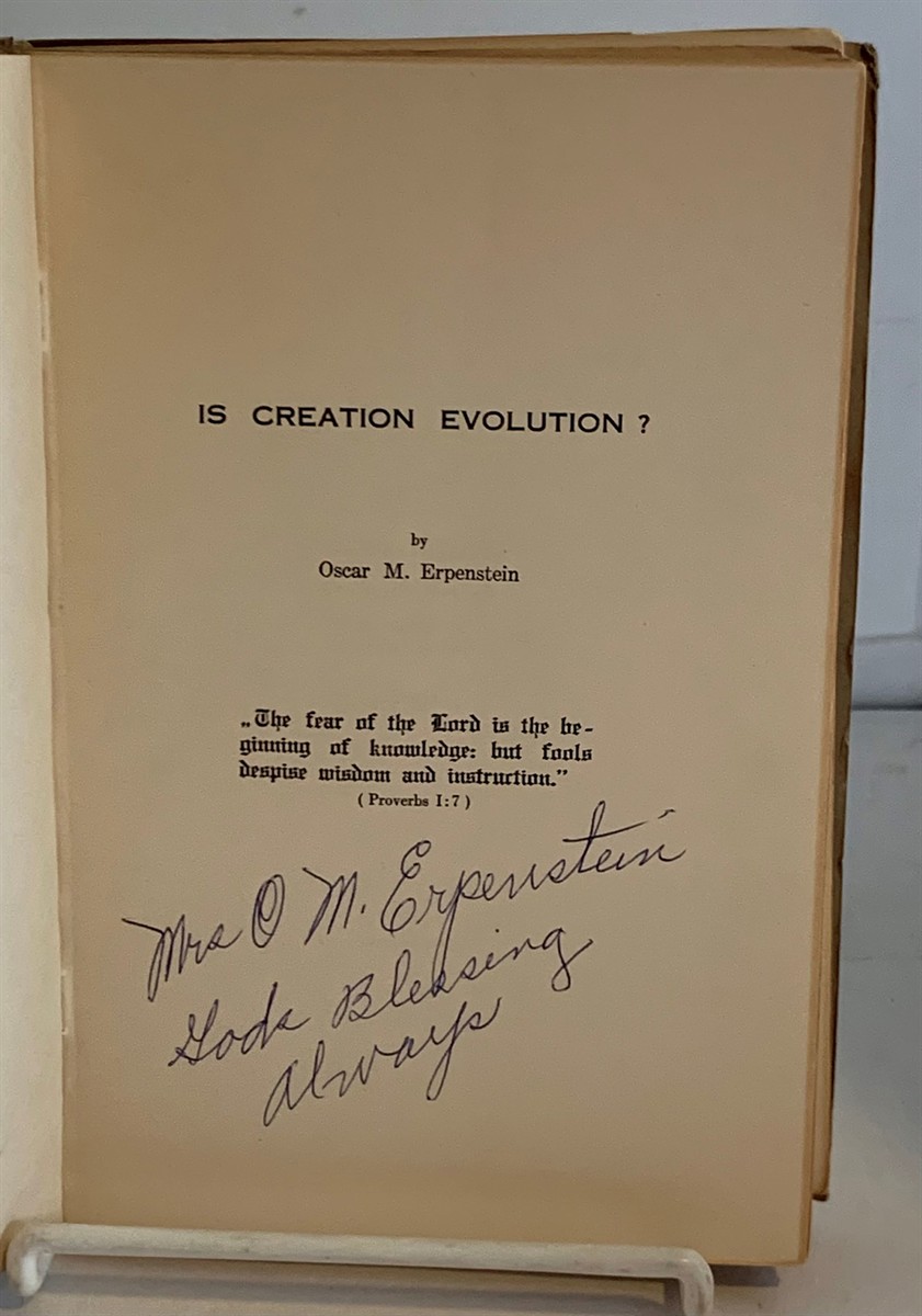ERPENSTEIN, OSCAR M. - Is Creation Evolution? a Critical Analysis