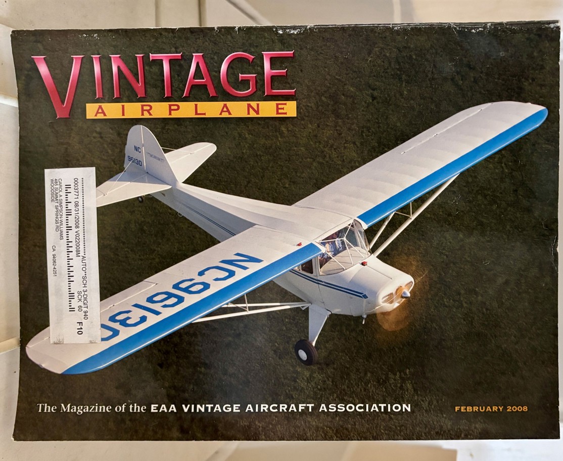 FRAUTSCHY, H. G. (EDITOR) - Vintage Airplane February 2008; Vol. 36, No. 2