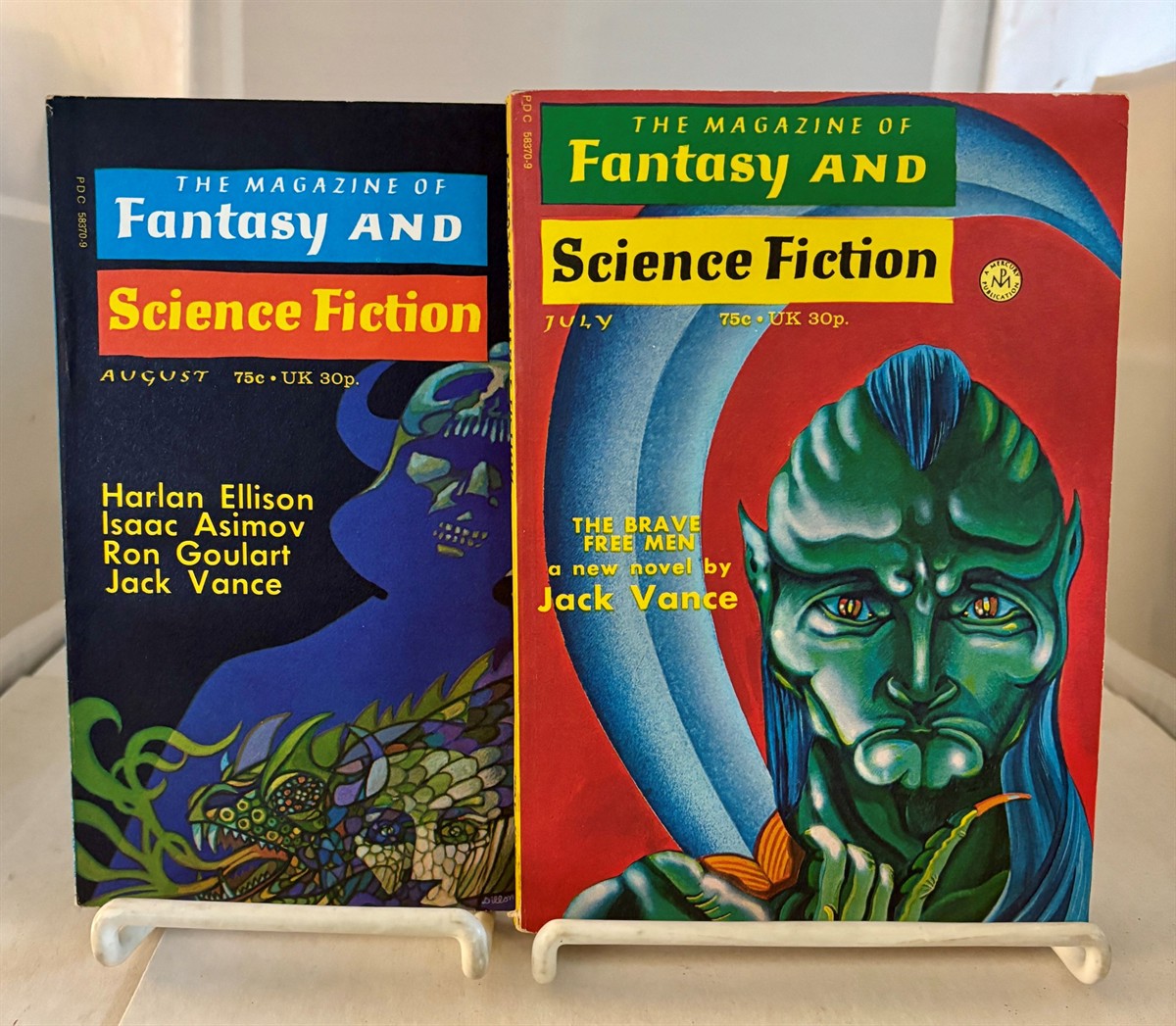 MERCURY PRESS - The Brave Free Men By Jack Vance, As Found in the Magazine of Fantasy and Science Fiction (July and August 1972) (2 Issues)