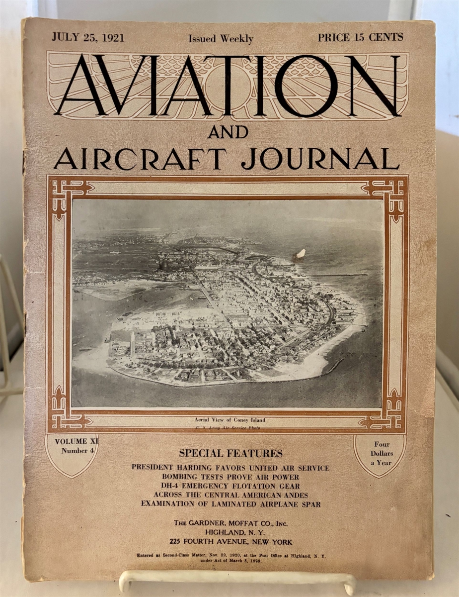 Image for Aviation And Aircraft Journal July 25, 1921; Vol. XI, No. 4 Aviation And Aircraft Journal July 25, 1921; Vol. XI, No. 4