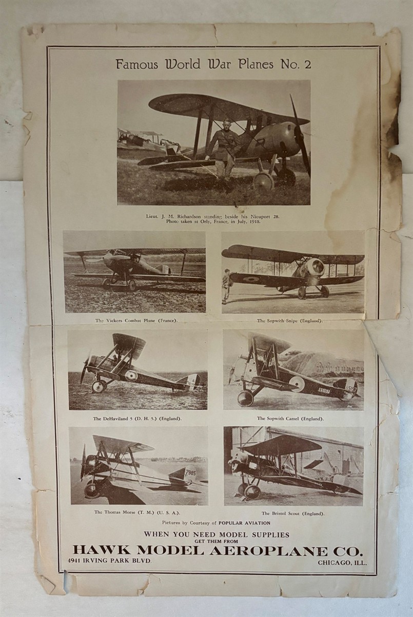 Broadside Advertisement For The Hawk Model Aeroplane Company