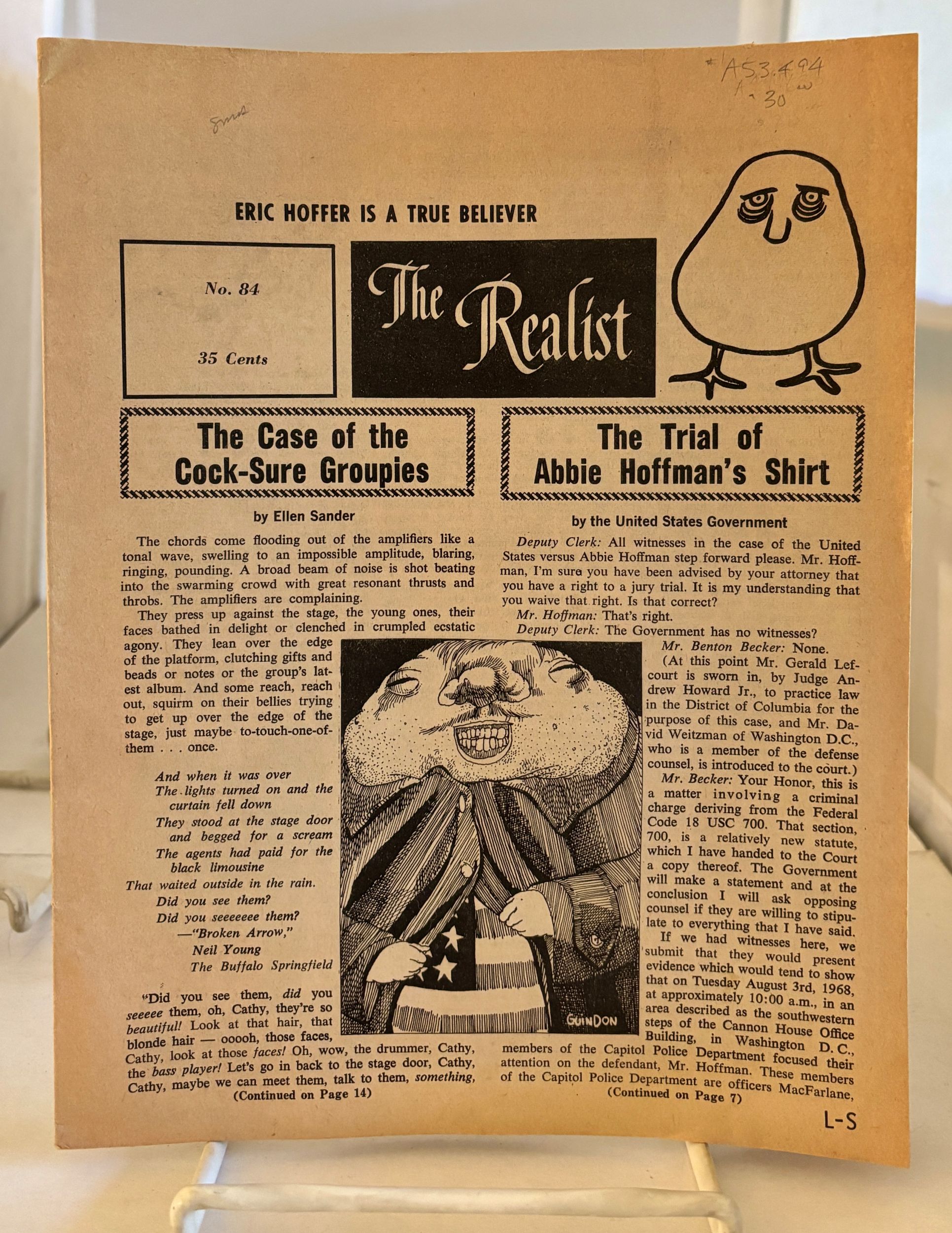 The Trial of Abbie Hoffman's Shirt, by the US Govt. (As Found in the Realist) ; November, 1968; No. 84