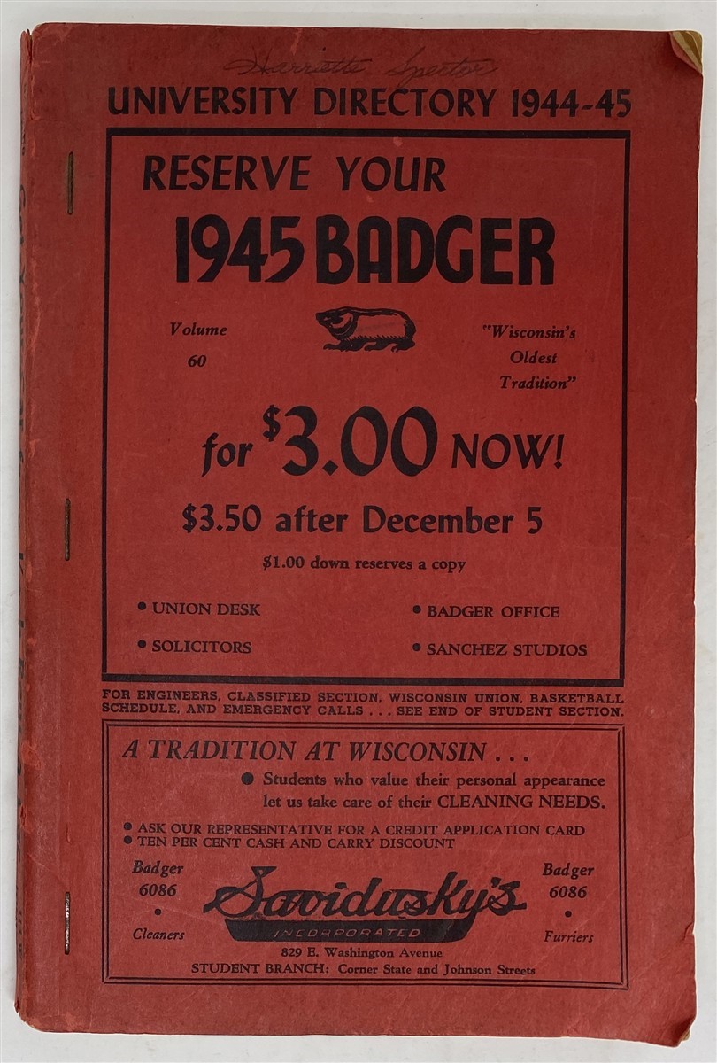 Image for University Directory 1944-45 [University of Wisconsin At Madison]