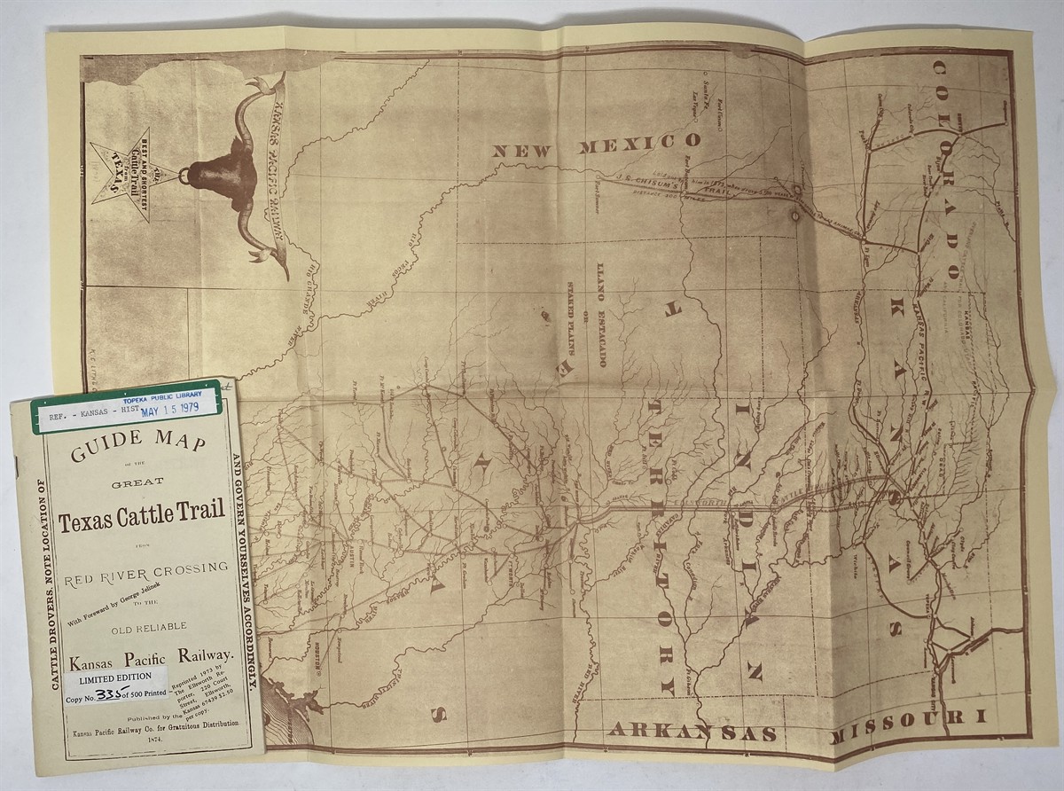 Image for Guide Map of the Great Texas Cattle Trail from Red River Crossing to the Old Reliable Kansas Pacific Railway 1874