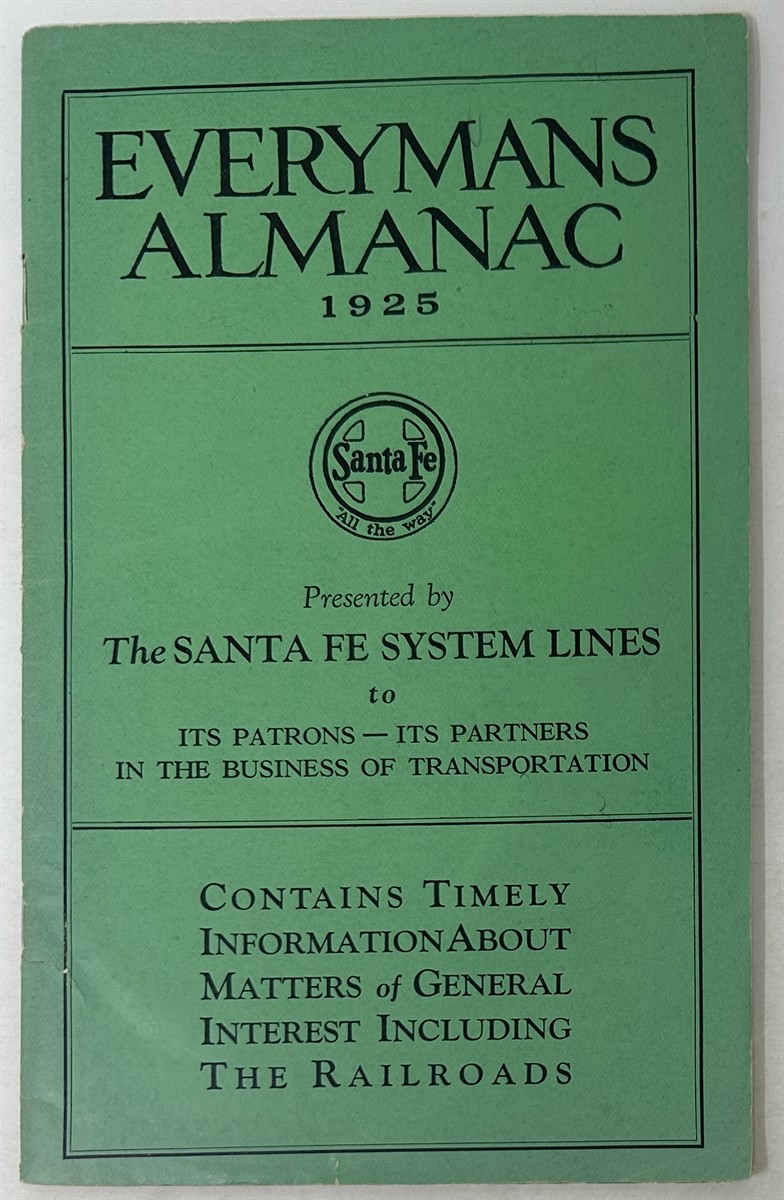 Everymans Almanac 1925 Presented by Santa Fe System Lines