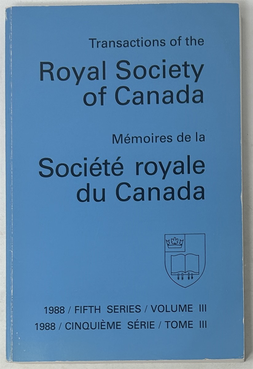 Transactions of the Royal Society of Canada -- Fifth Series, Volume III