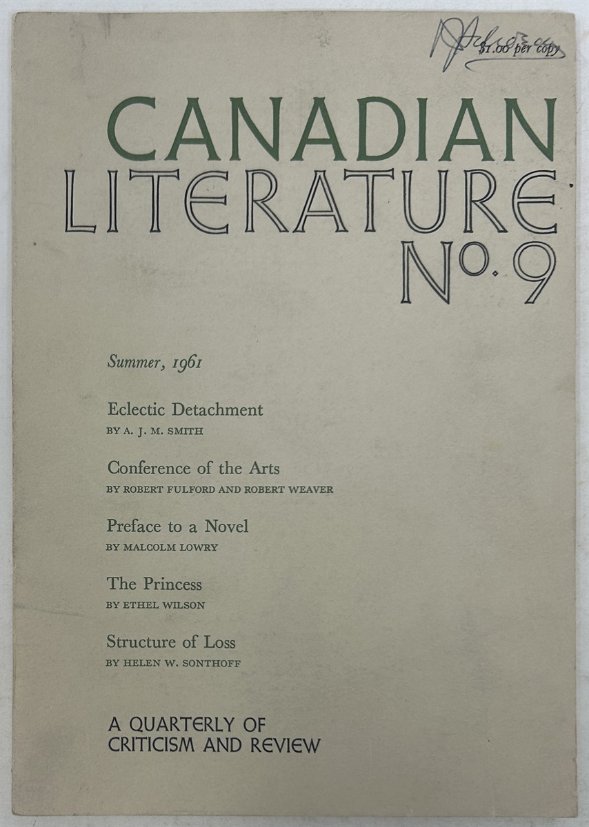 Canadian Literature: a Quarterly of Criticism and Review - No. 9, Summer 1961