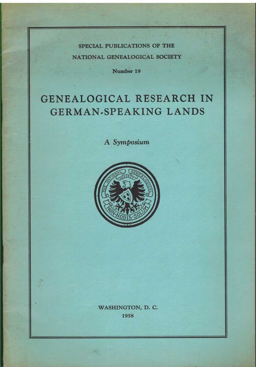 Image for GENEALOGICAL RESEARCH IN GERMAN-SPEAKING LANDS Special Publications Number 19