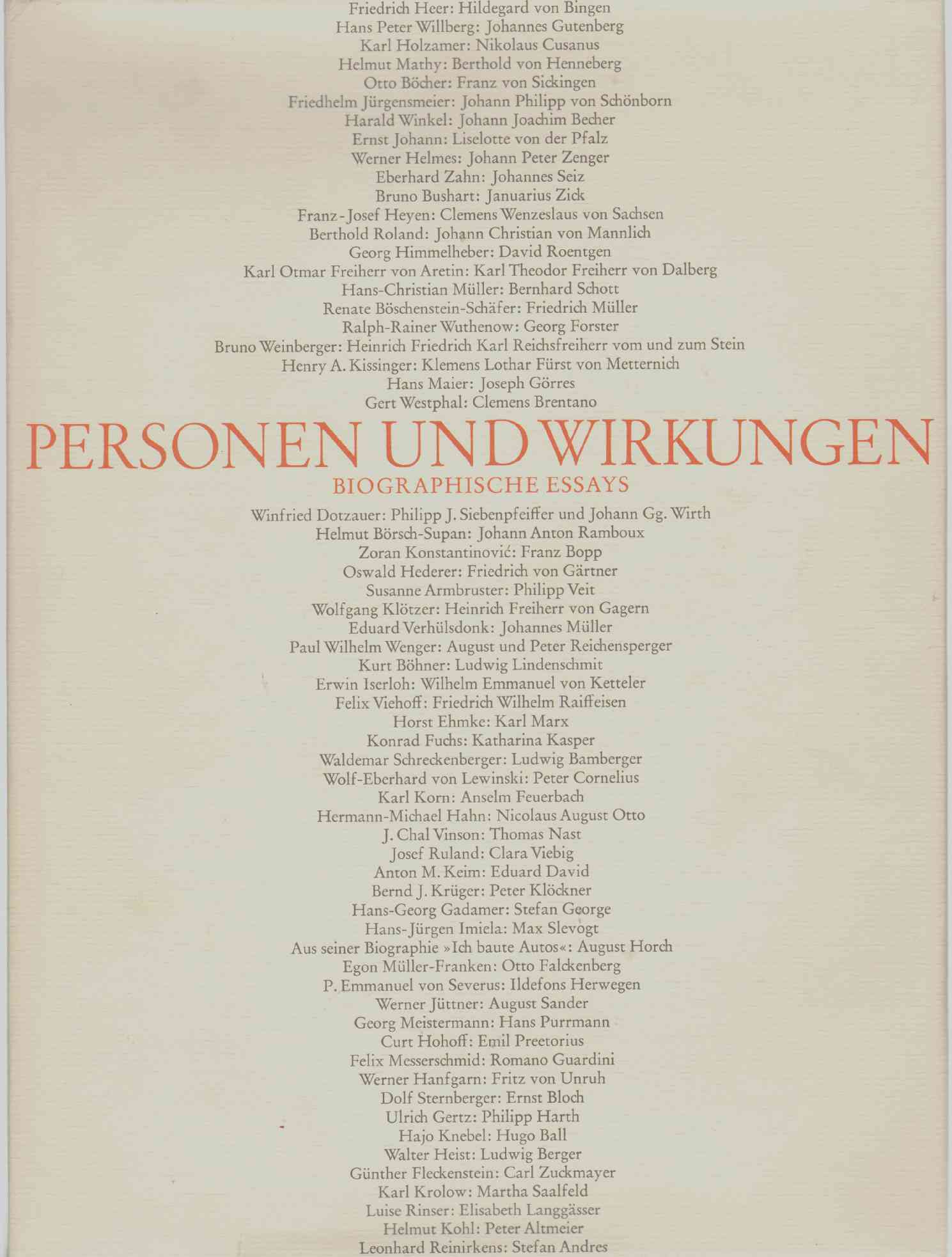 Image for PERSONEN UND WIRKUNGEN Biographische Essays
