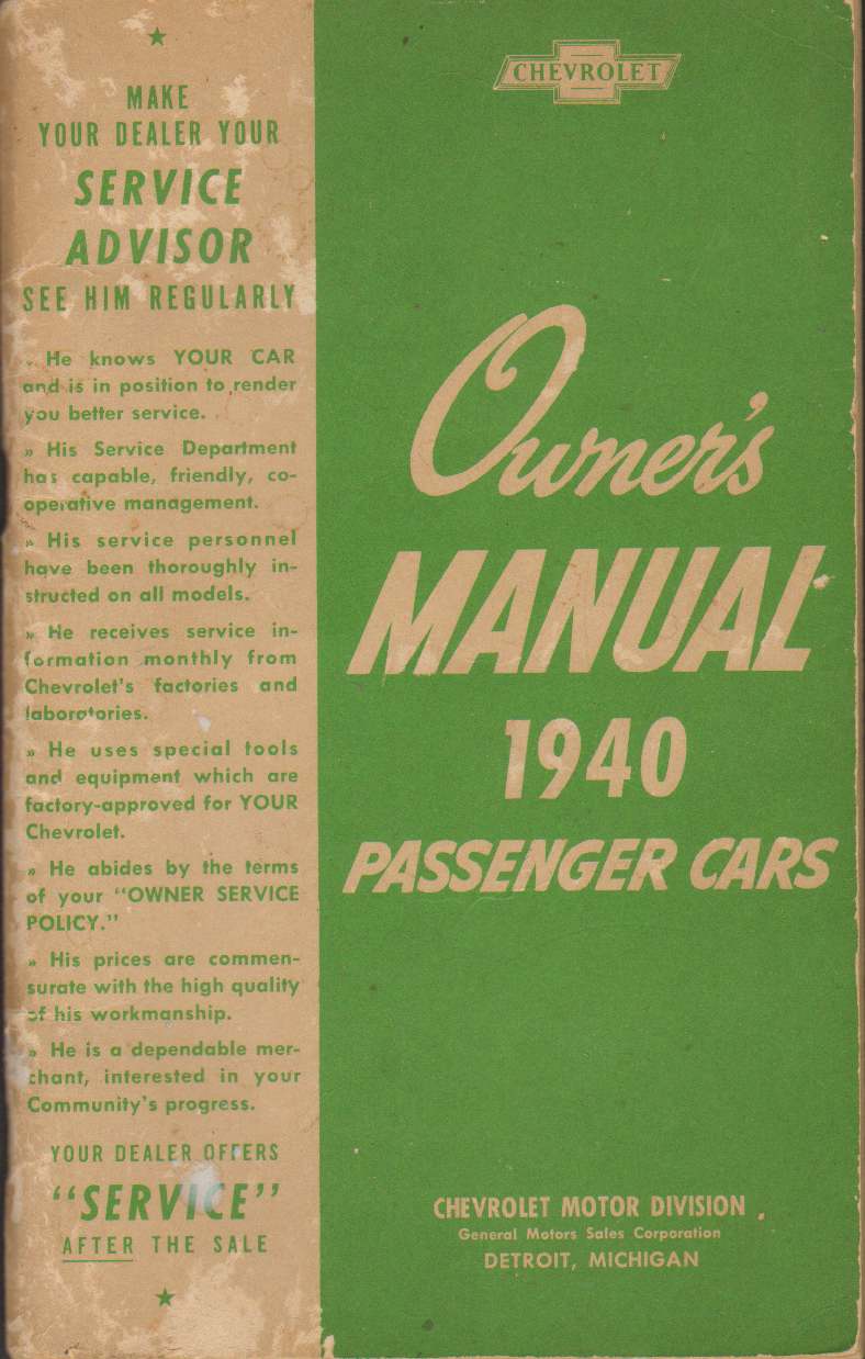 Image for OWNER'S MANUAL 1940 Passenger Cars