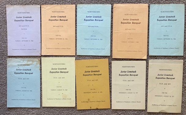 [A Lot of 10 Programs for the] Northwestern Junior Livestock Exposition Banquet, 4H and F.F.A. Exhibits [Eau Claire, Wisconsin] [Epiphany Lutheran Church] [various years, 1960-1972]