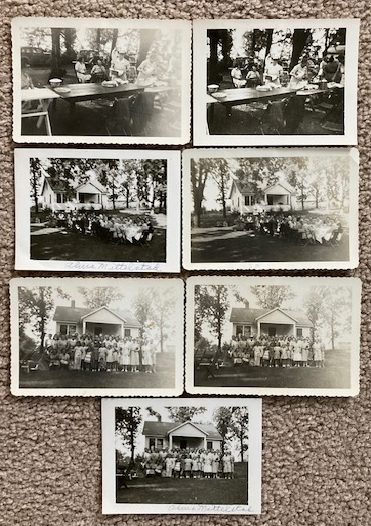 [Lot of 7 photographs of an Epiphany Lutheran Church Ladies Aid Picnic, circa 1950, in Eau Claire, Wisconsin