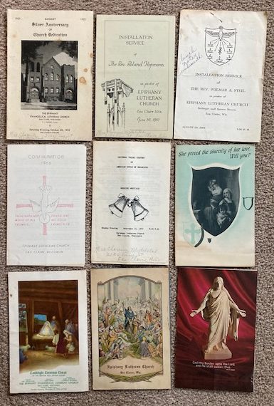 [Lot of 9 items of ephemera related to] Epiphany Evangelical Lutheran Church, Eau Claire, Wisconsin [1950's - 1960's]