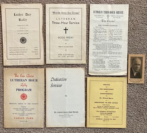 Lot of 9 items of ephemera related to Lutheran Churches in Eau Claire, Wisconsin [1940's - 1950's]