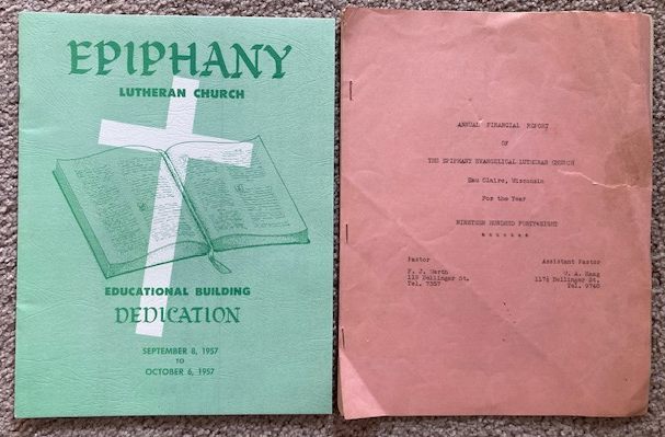 [Lot of 2 items of ephemera related to] Epiphany Lutheran Church, Eau Claire, Wisconsin [1948/1957]