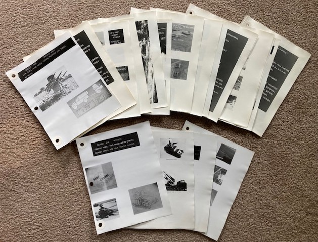 Lot of 27 Military Weapons Info Sheets [Self-Propelled SAM, and Towed SAM]