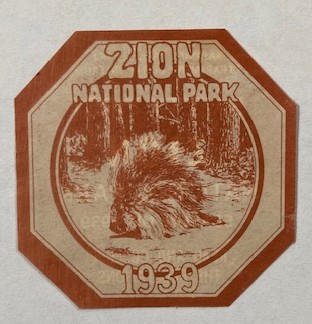 1939 Zion National Park Season Pass [Permit / Window Sticker / Decal]