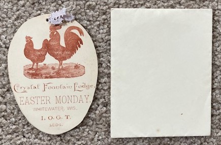 Crystal Fountain Lodge Easter Monday Whitewater, Wis. I.O.G.T., 1894 [menu] [Wisconsin] [Intrenational Order of Good Templars]