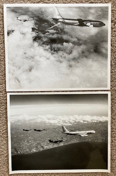Lot of 2 Vintage Photographs of USAF Military Aircraft Refueling [B & W 8