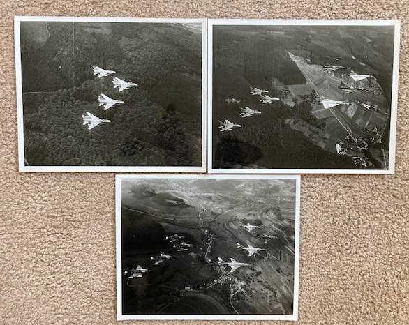 Lot of 3 Vintage Photographs of (unidentified) USAF Fighter Aircraft in Formation [B & W 8