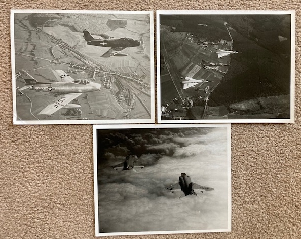 Lot of 3 Vintage Photographs of (unidentified) USAF Fighter Aircraft in Formation [B & W 8