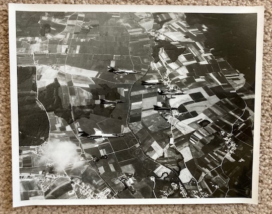 Vintage Photograph of (unidentified) Fighter Aircraft in Formation [NATO group] [B & W, 8