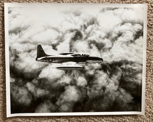 Vintage Photograph of (unidentified) USAF Military Jet Fighter Aircraft [B & W, 8