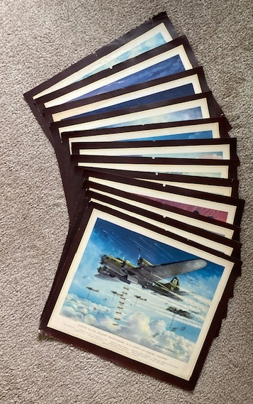 Lot of 12 - WW2 Era Charles Hubbell Aircraft Prints [mostly Military Aircraft]