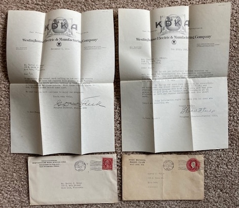Lot of 2 KDKA Radio Reception Letters [1924, 1925] [Westinghouse Electric & Manufacturing Company]
